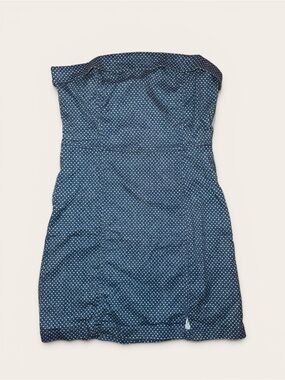 American Eagle Blue Polka Dot Denim Strapless Dress Size Small NWT